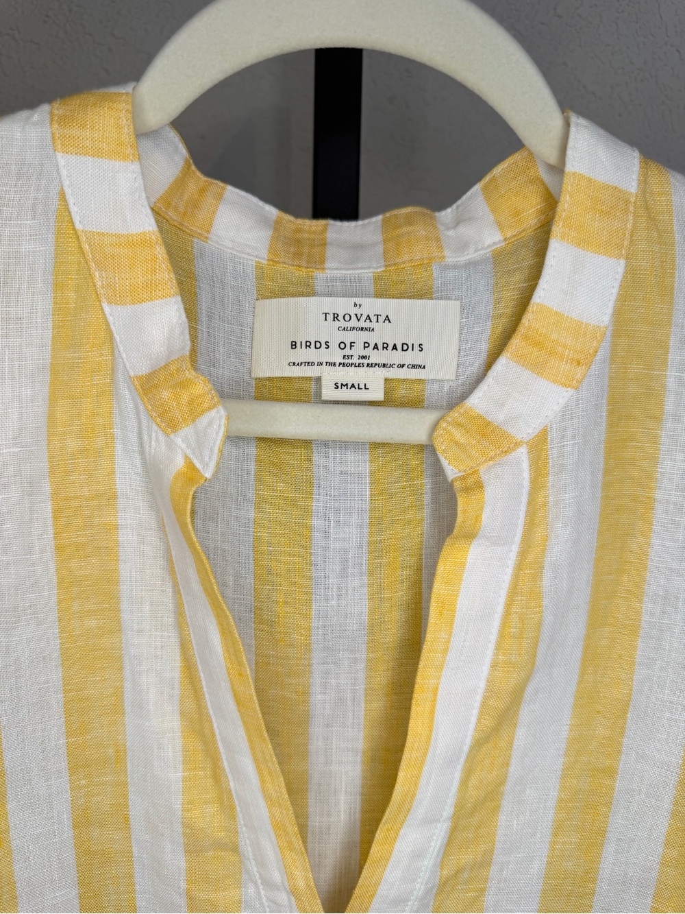 🆕Trovata Lucca 100% Linen Shirtdress in Yellow Stripe - Picture 8 of 12